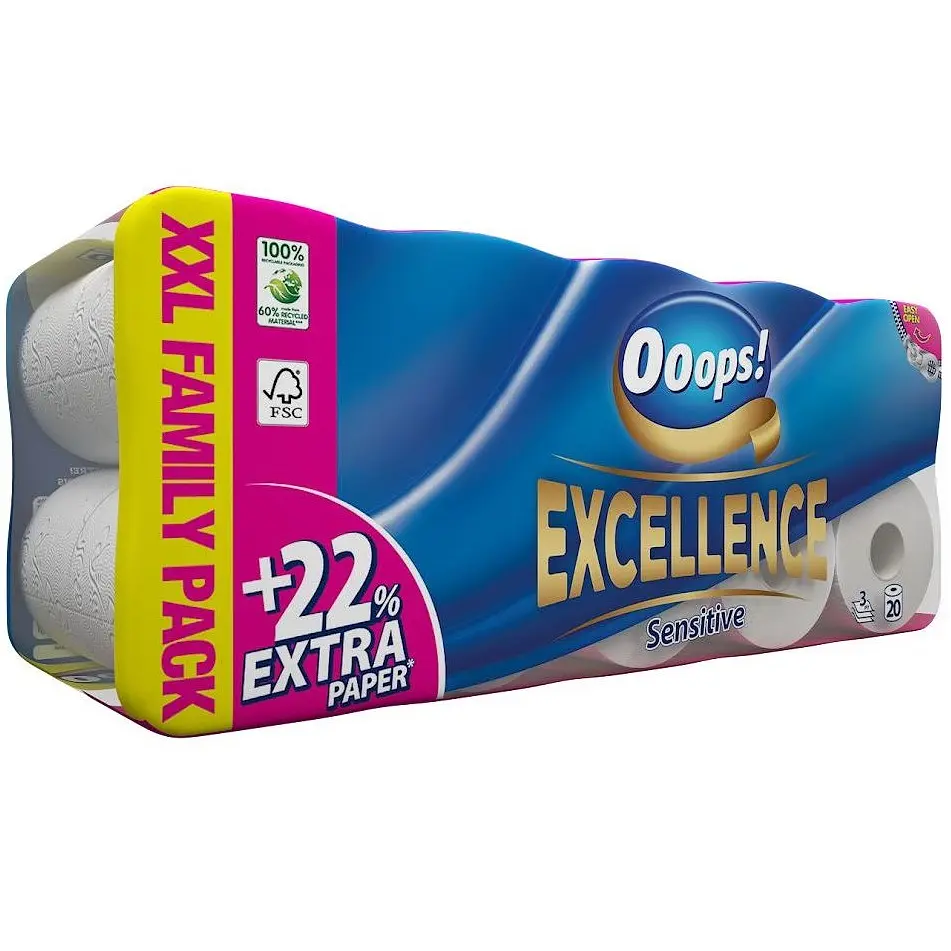 Туалетная бумага Ooops! Excellence Sensitive 3 слоя 20 рулонов (29176019)