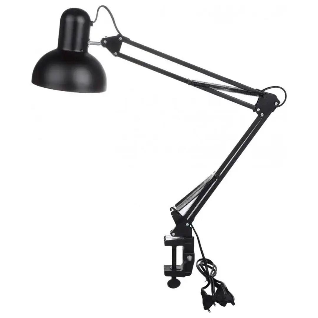 Лампа на струбцине настольная цокольная Е-27 с настольным зажимом Черная (7472006)