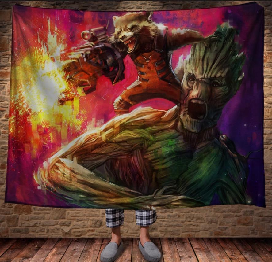 Плед с 3D принтом Стражи Галактики Ракета и Грут 150х200 см (epi_0223)