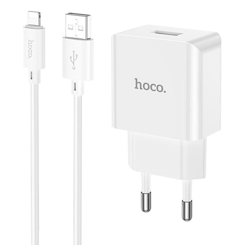 Зарядное устройство Hoco C106A Leisure 10,5W 1USB-A + кабель USB to Lightning White (00000076414_1)