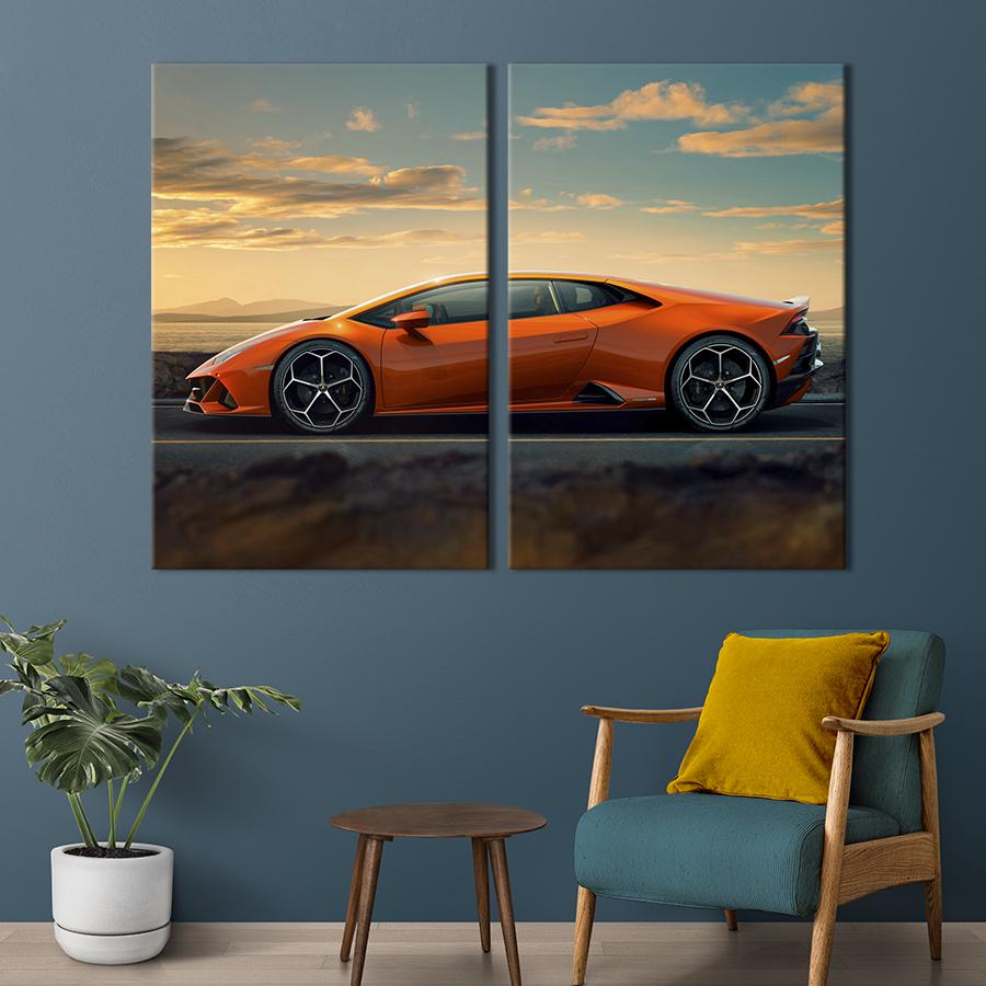 Картина на холсте Изысканный автомобиль Lamborghini Huracan Evo 111x81 см (1249-2)