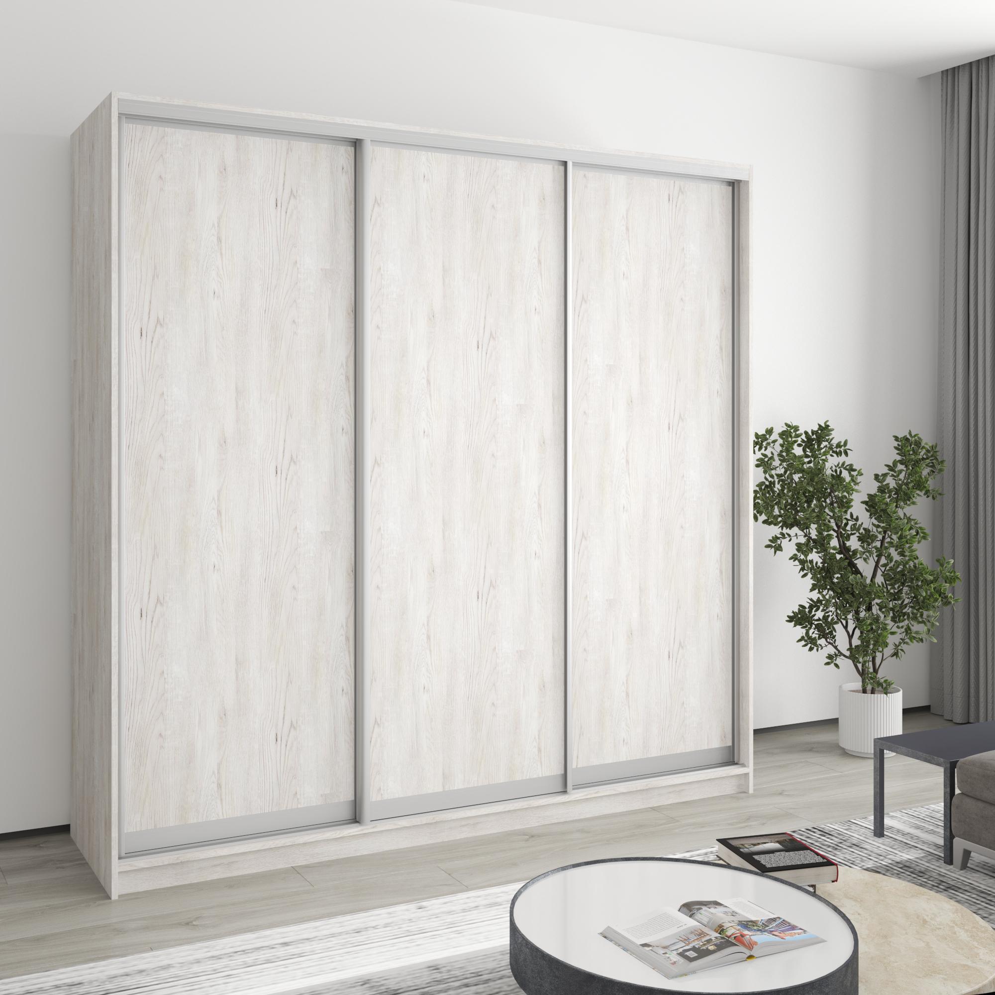 Шкаф-купе трехдверный MebelStar Комбо AL 3 ДСП 210x60x240 см Аляска серый (MBS-1748)
