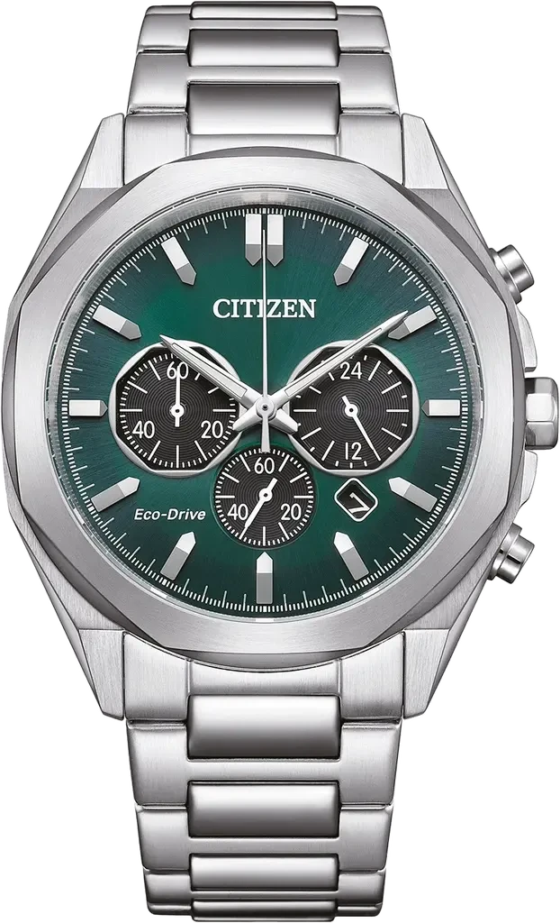 Наручные часы мужские Citizen CA4590-81X Eco-Drive со стальным корпусом/зеленым циферблатом и водозащитой 100 м