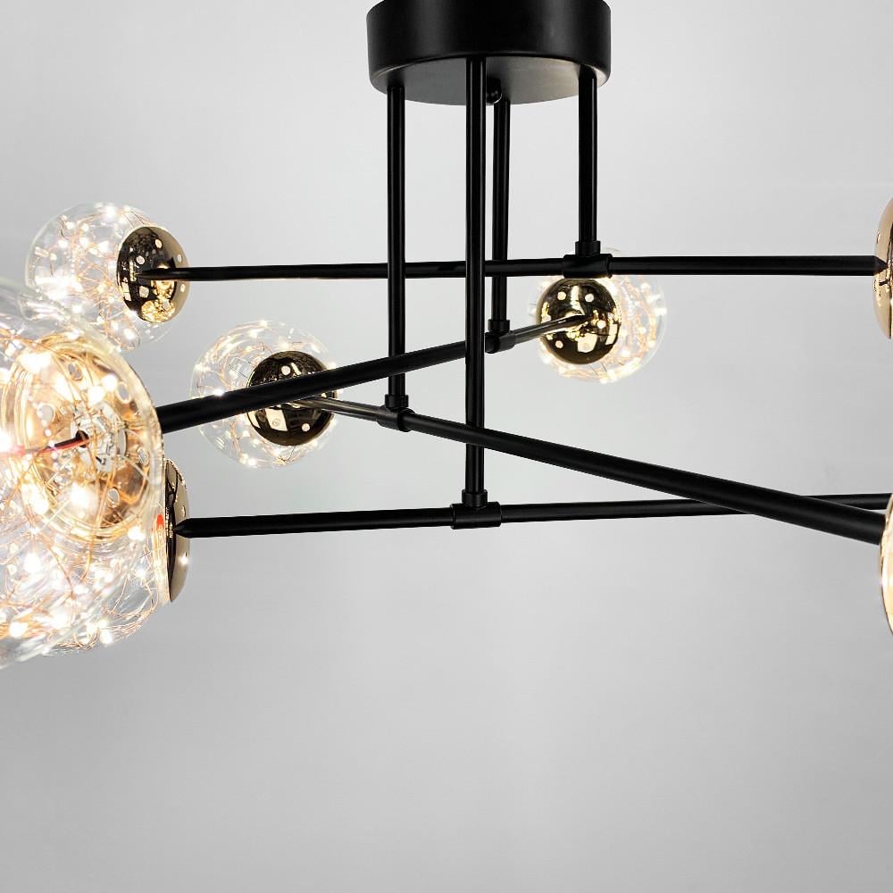 Люстра LED на 8 прозорих плафонів із вбудованими світлодіодами Чорний (K 26/8 BK) - фото 4