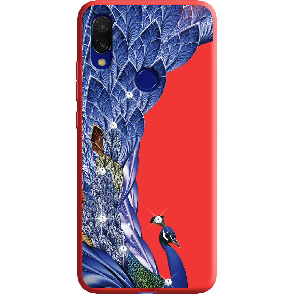 Чехол Boxface Xiaomi Redmi 7 Павлин со стразами Красный силикон (36506-rs7-37060)