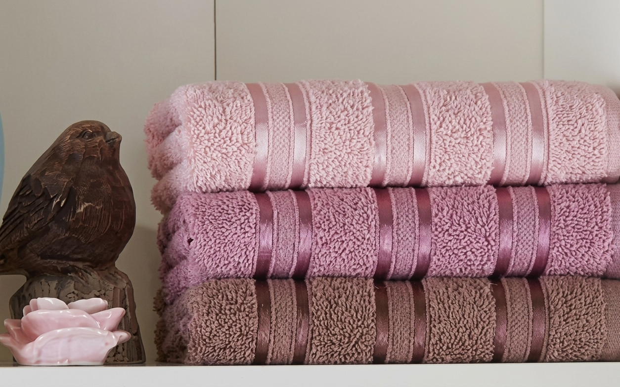 Набор полотенец Gursan Cotton Stripe Micro Deluxe 70х140 см 3 шт. Pudra
