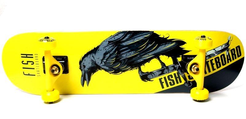 Скейт дерев'яний Fish Skateboard з малюнком Raven - фото 6