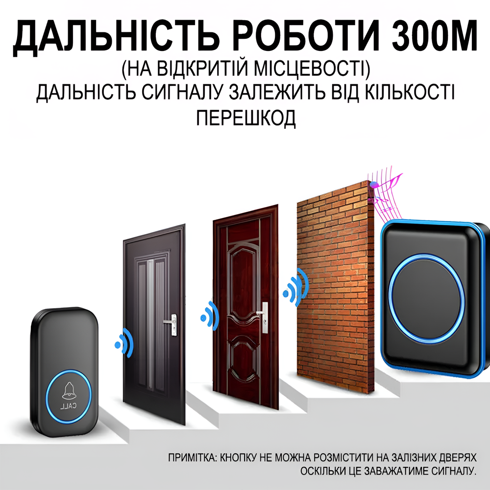 Звонок беспроводной дверной Digital Lion WDB-12 60 мелодий до 300 м Черный - фото 6