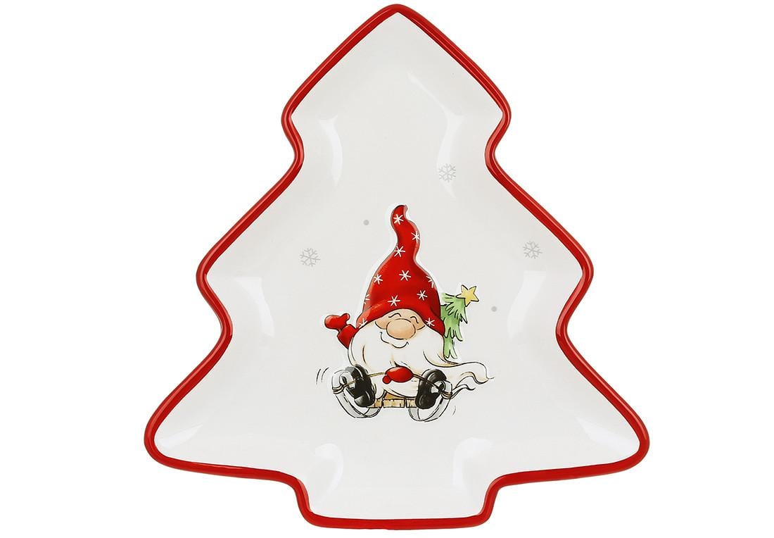 Блюдо BonaDi 785-X DM в форме Елочки Веселый гном керамическое 21х20,5х2 см (2423520289)