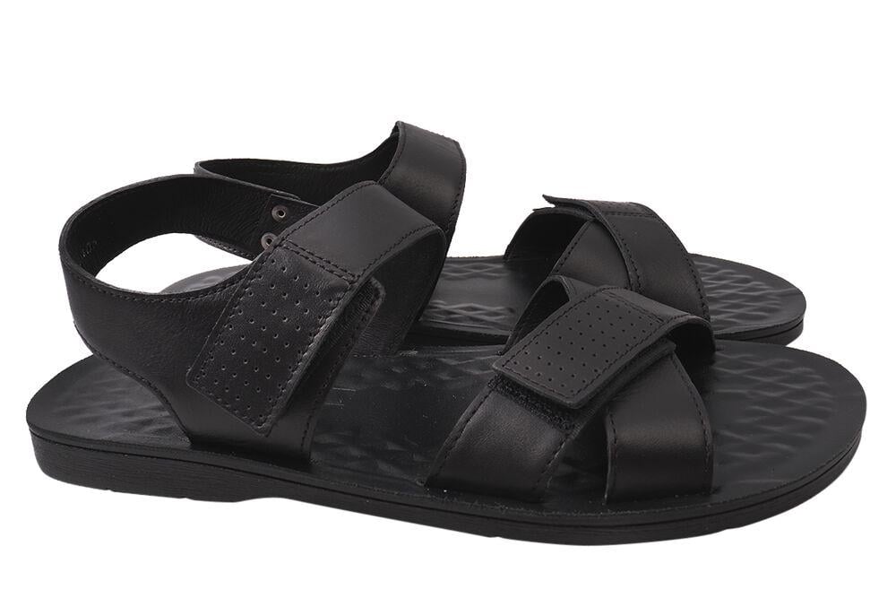 Босоножки мужские Tibet из кожи на низком ходу с открытой пятой р. 45 Черный (119-21LBC)