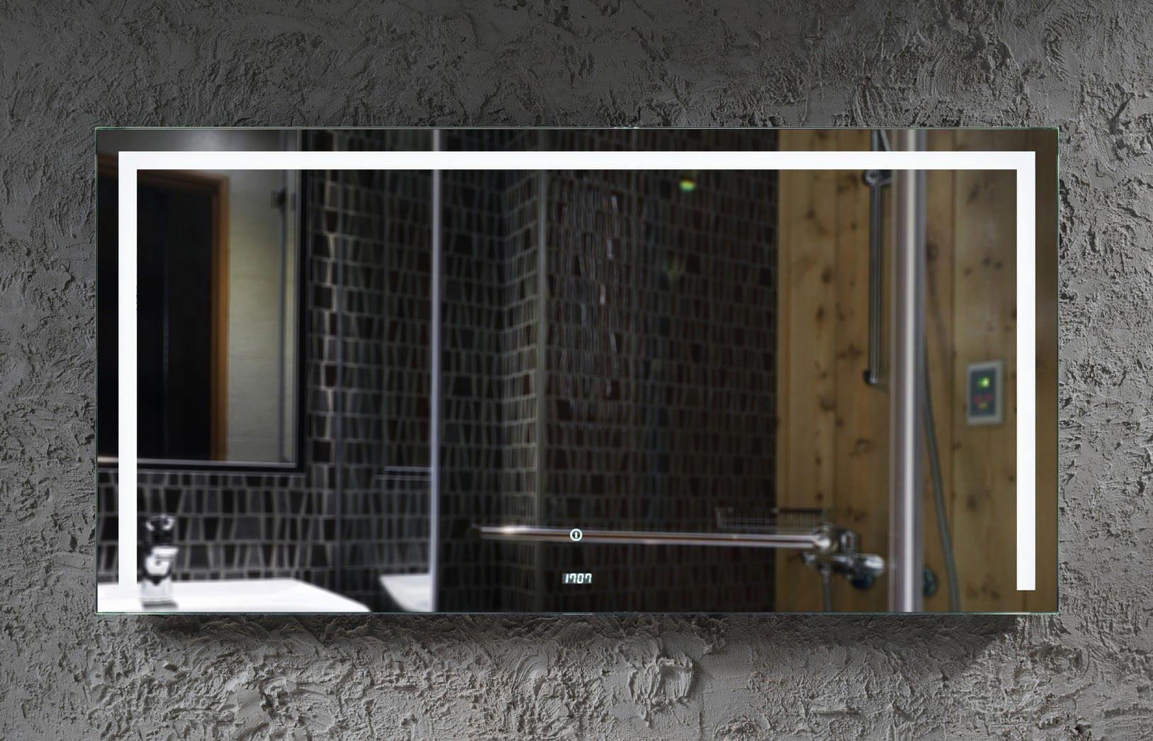 Зеркало Dim Dzerkal HEDO с LED-подсветкой/часами/сенсорным управлением 80х70 см (11597)