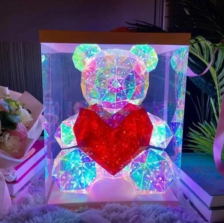 Ночник Teddy Bear 3D LED 25 см Красный (20152026) - фото 3