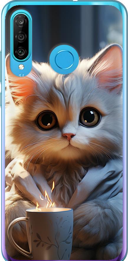 Чехол на Huawei P30 Lite White cat (5646t-1651-42517)
