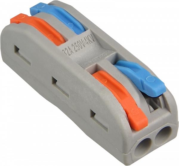 Клемма проходная Tactix 0,5-4 мм2 32А 2х1-2х1 одинарная 39,3х13,7х14,5 мм Разноцветный (CT2-2c)