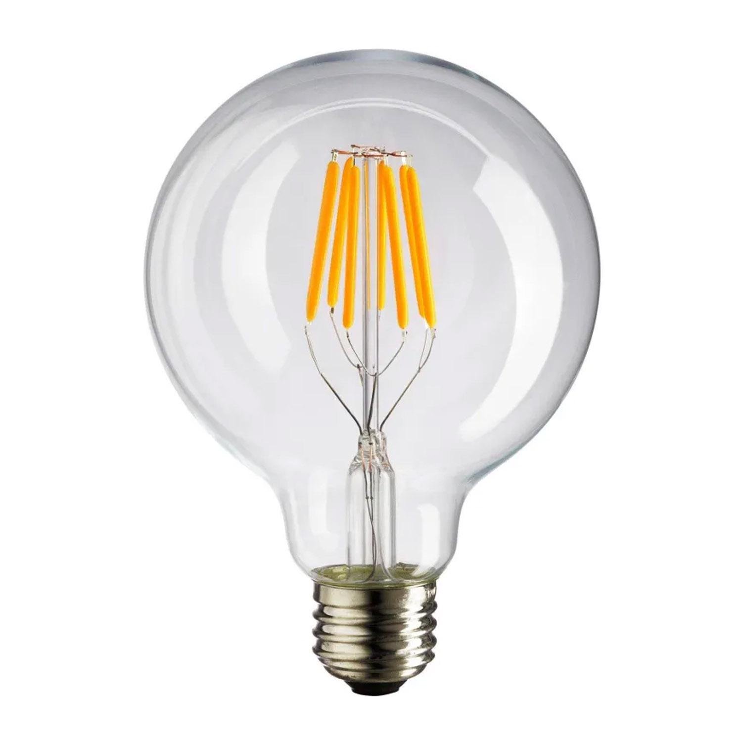 Лампа G95 LED E27 6W 4100К прозрачная стеклянная колба