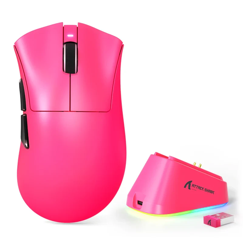 Компьютерная мышка игровая беспроводная attack shark V3PRO 25 000 DPI Ultra-Light Tri-Mode Gaming Mouse с док-станцией PAW3311 1000Hz (2977119700)