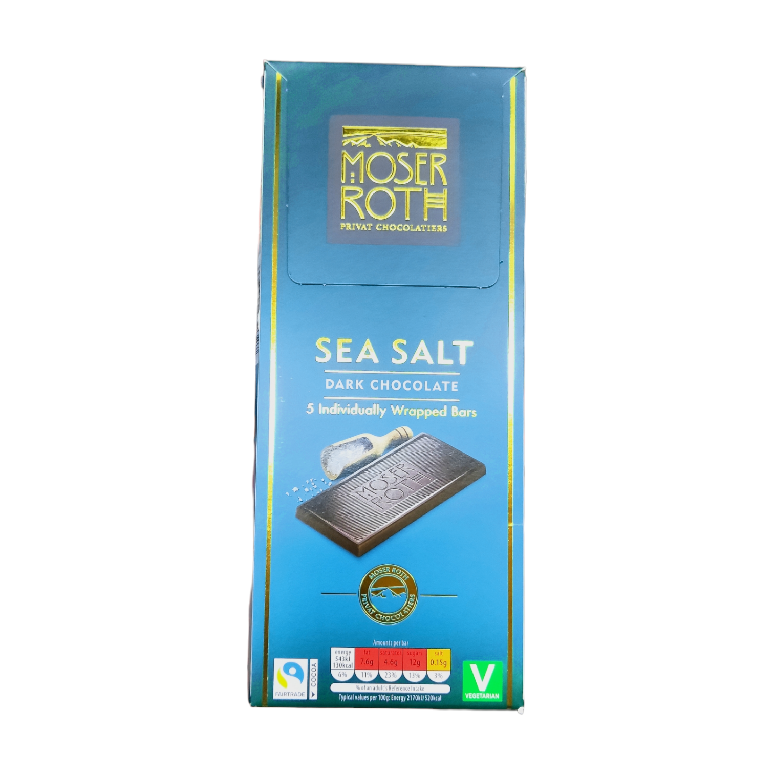 Шоколад чорний Moser Roth Dark Chocolate Sea Salt Морська Сіль 125 г (0144)