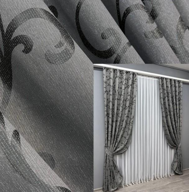 Тканина для штор Allure жакард з люрексовою ниткою Сірий (1618ш) - фото 6 Тканина для штор Allure жакард з люрексовою ниткою Сірий (1618ш) - фото 6