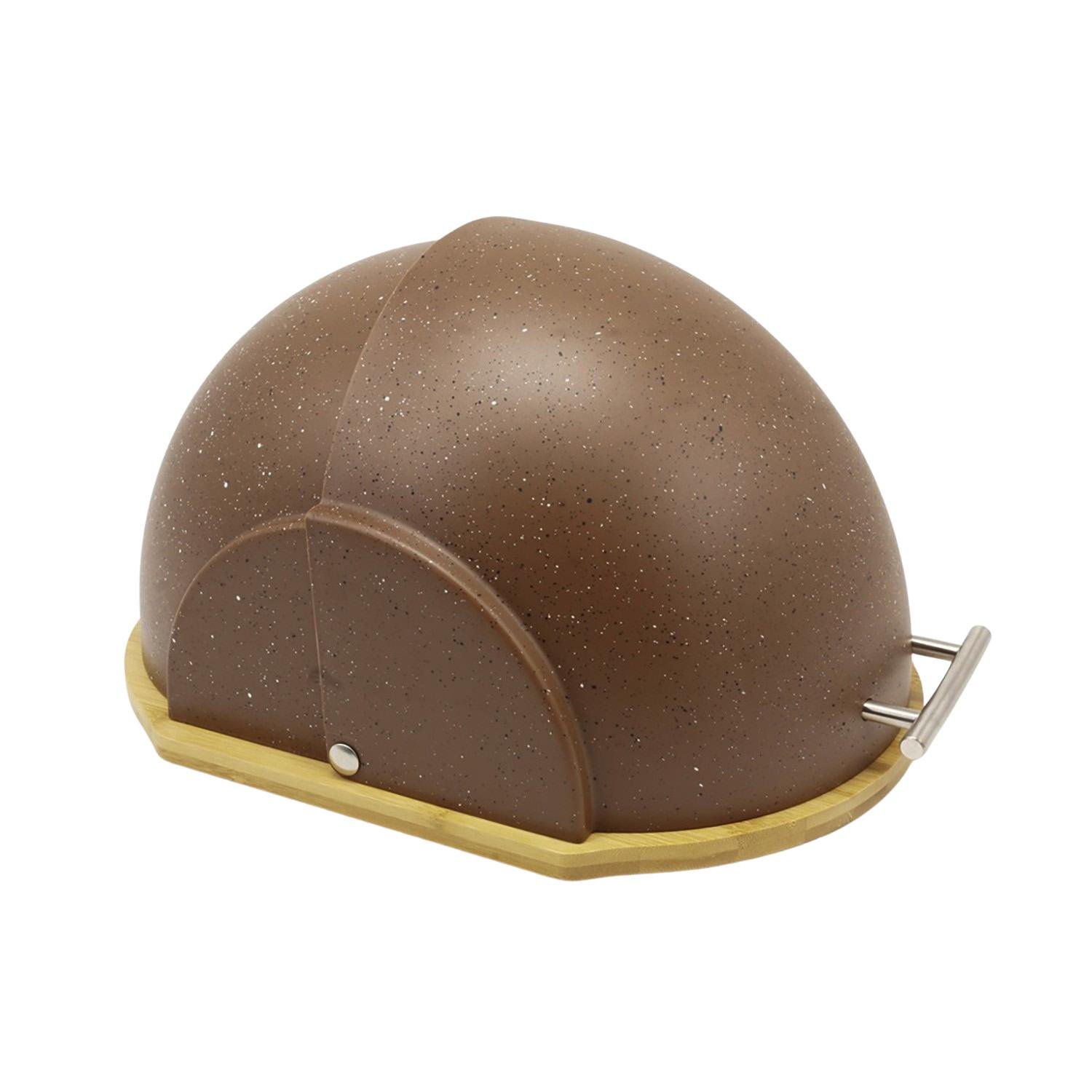 Хлебница пластиковая с основанием из бамбукового дерева с откидной купольной крышкой 37х26,5х20 см