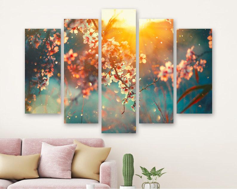 Модульная картина на холсте из пяти частей KIL Art Цветение вишни 137x85 см (M51_L_503) Модульная картина на холсте из пяти частей KIL Art Цветение вишни 137x85 см (M51_L_503)