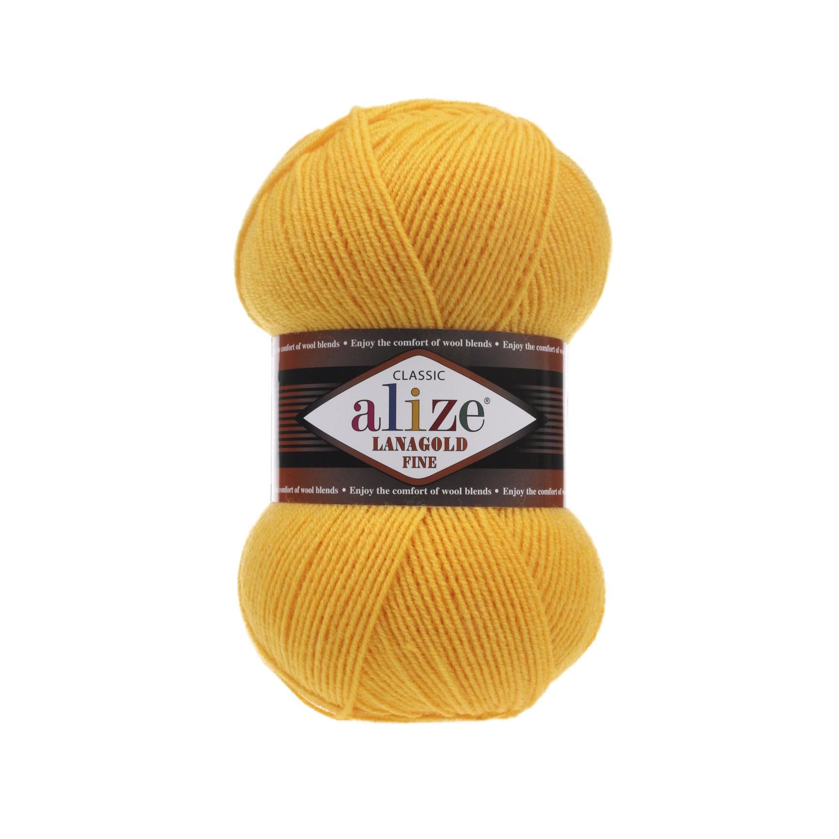 Пряжа Alize Lana Gold Fine 216 Желтый (5954)