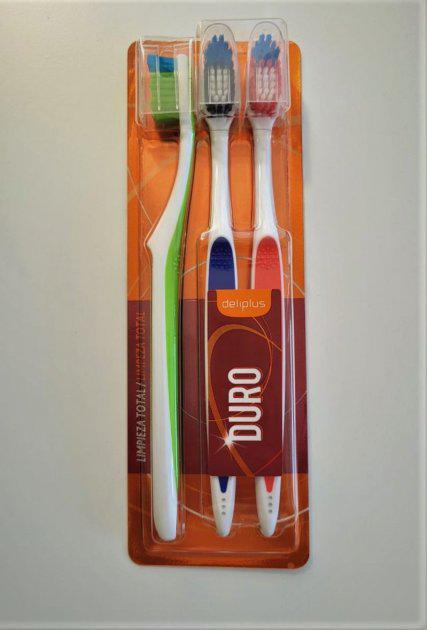 Набор зубных щеток Deliplus с Жесткой щетиной 3 шт. Зеленая+ Синяя+ Красная Deliplus Hard