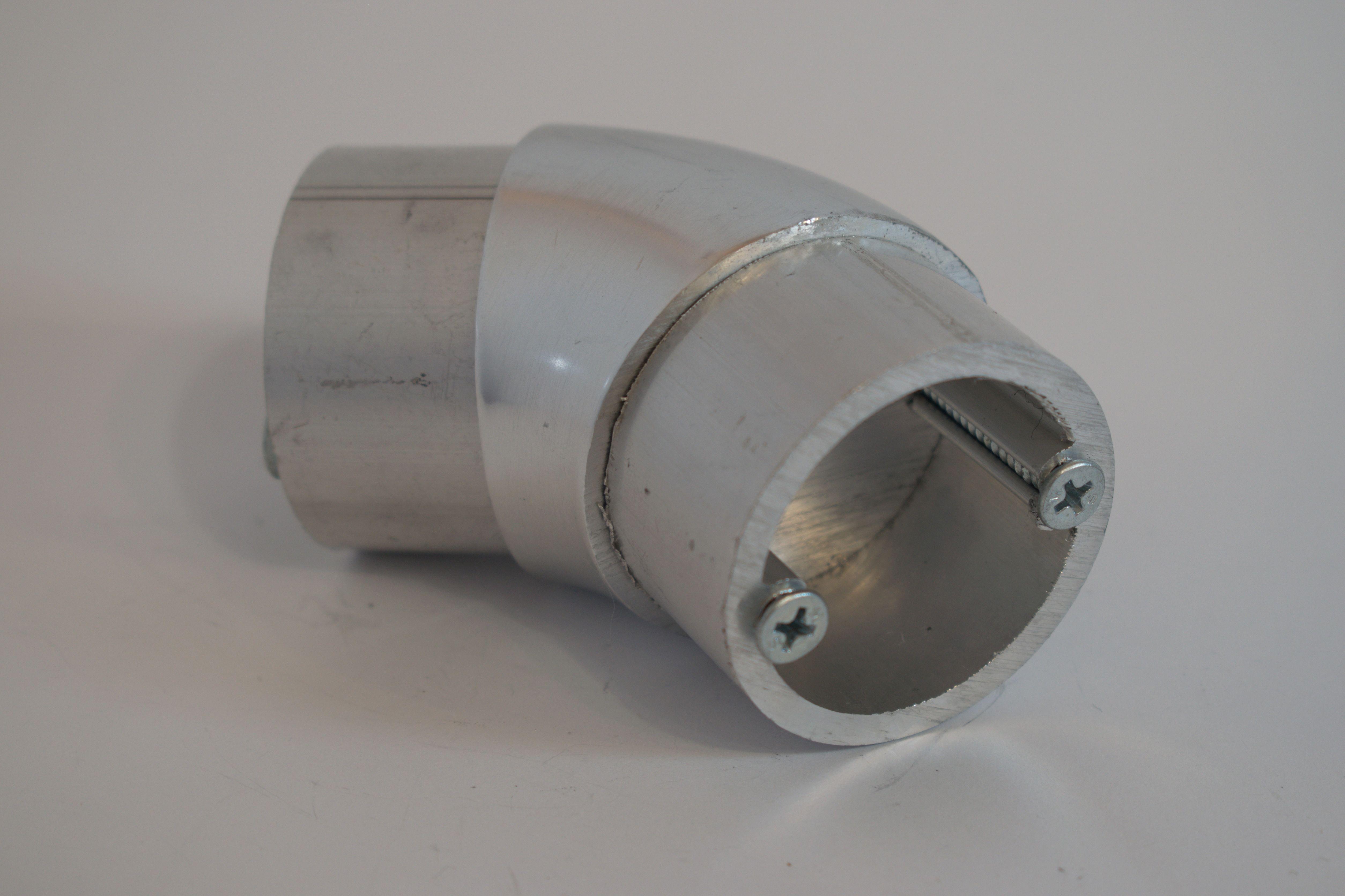 Поворот поручня 135° литий до алюмінієвих поручнів тип коло Срібний (10525с)