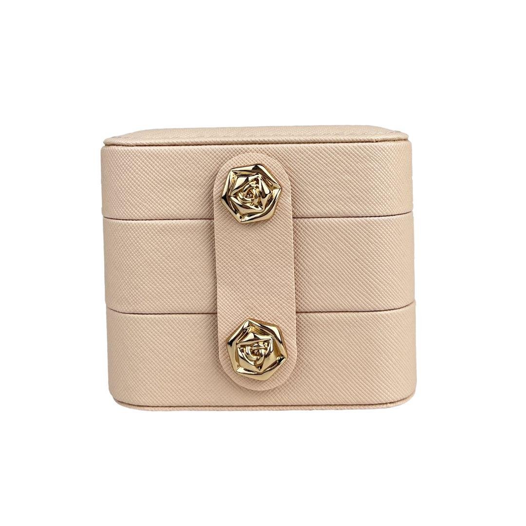 Шкатулка для украшений компактная 9,5х9,5х8 см Бежевый (ШДД-33-3) - фото 2