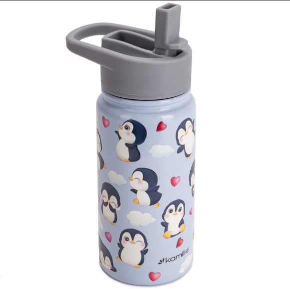 Термобутылка для детей Kamille из нержавеющей стали 480 мл Пингвин (2162серый)