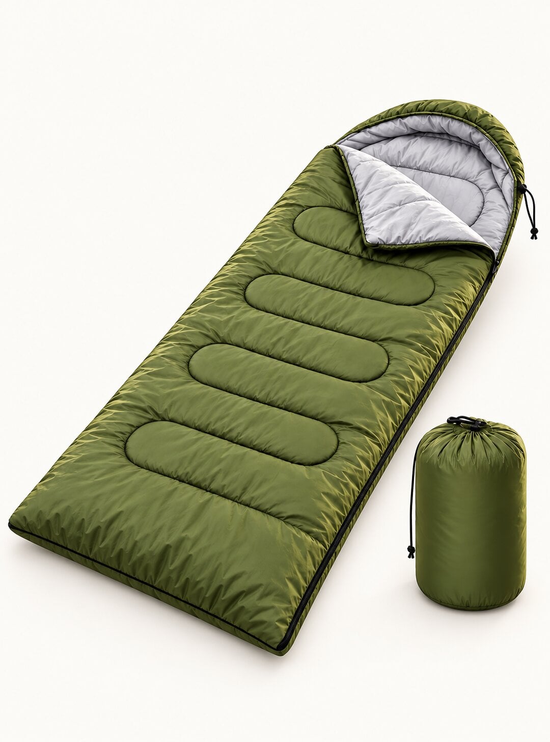 Спальный мешок CampNest зимний до -5°C с капюшоном 210х75 см Зеленый/Серый (3233690233) Спальный мешок CampNest зимний до -5°C с капюшоном 210х75 см Зеленый/Серый (3233690233)