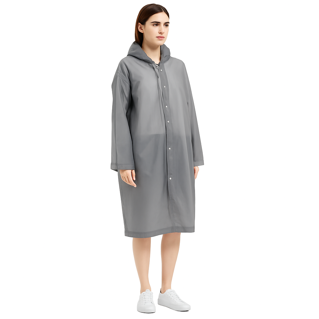 Дощовик з капюшоном EVA Raincoat на кнопках Сірий (1801427) - фото 1 Дощовик з капюшоном EVA Raincoat на кнопках Сірий (1801427) - фото 1