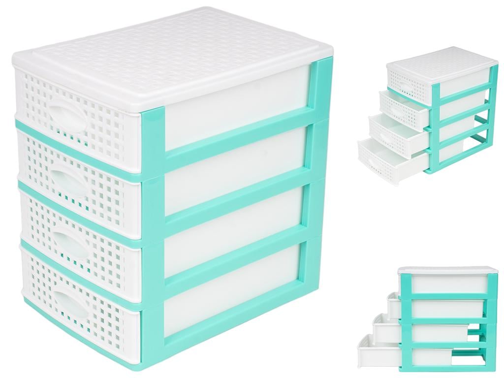 Стеллаж Rotang 4-ярусный 26,3х18,8х27 см Бело-бирюзовый (MCS-BK096-8)