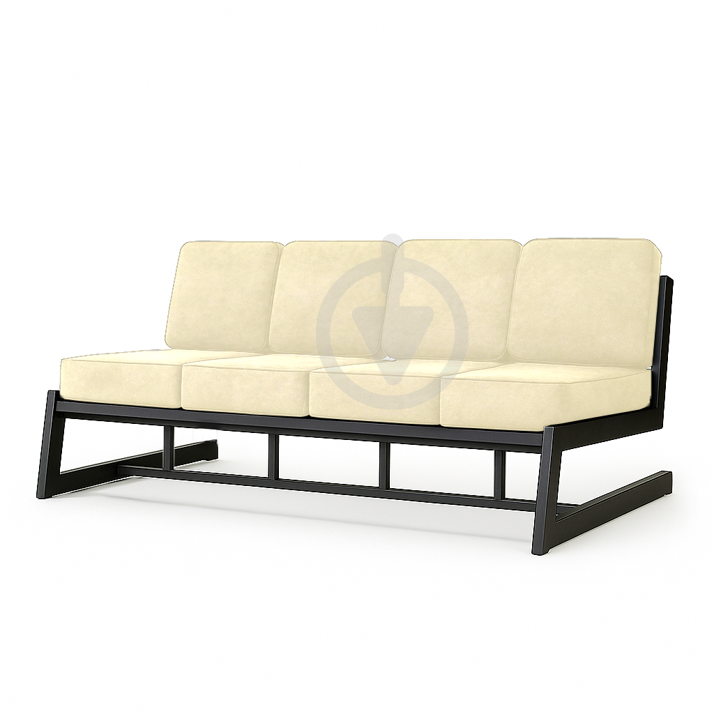 Диван металлический AVVS Атлас лофт велюр 206 см Бежевый