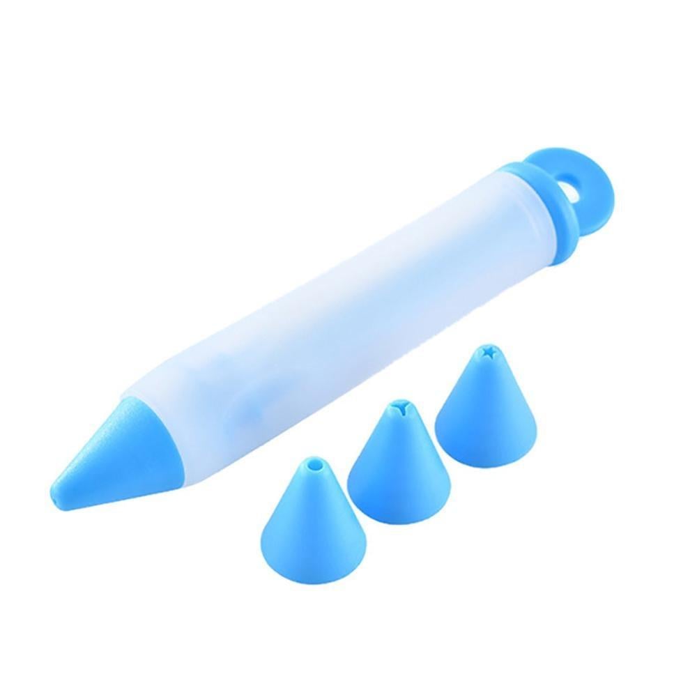 Шприц кондитерський силіконовий з 3 насадками 14,5 см Блакитний