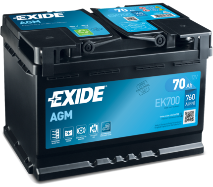 Акумулятор для легкового автомобіля EXIDE AGM Euro EK700 70 Ah 12V (18073452)