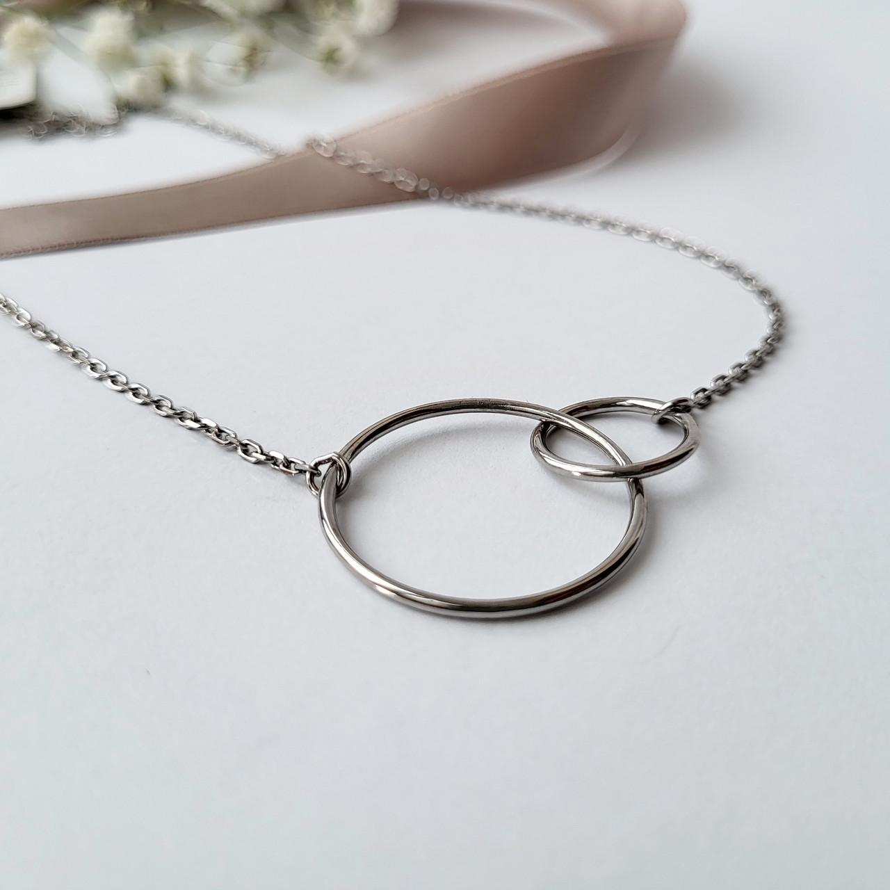 Цепочка серебряная женская Два круга без камней 40-45 см 925 пробы 4,38 г (86082)
