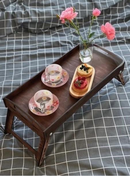 Столик для завтрака/обіду на ніжках 58х28 см Шоколадний (017ст) - фото 4 Столик для завтрака/обіду на ніжках 58х28 см Шоколадний (017ст) - фото 4