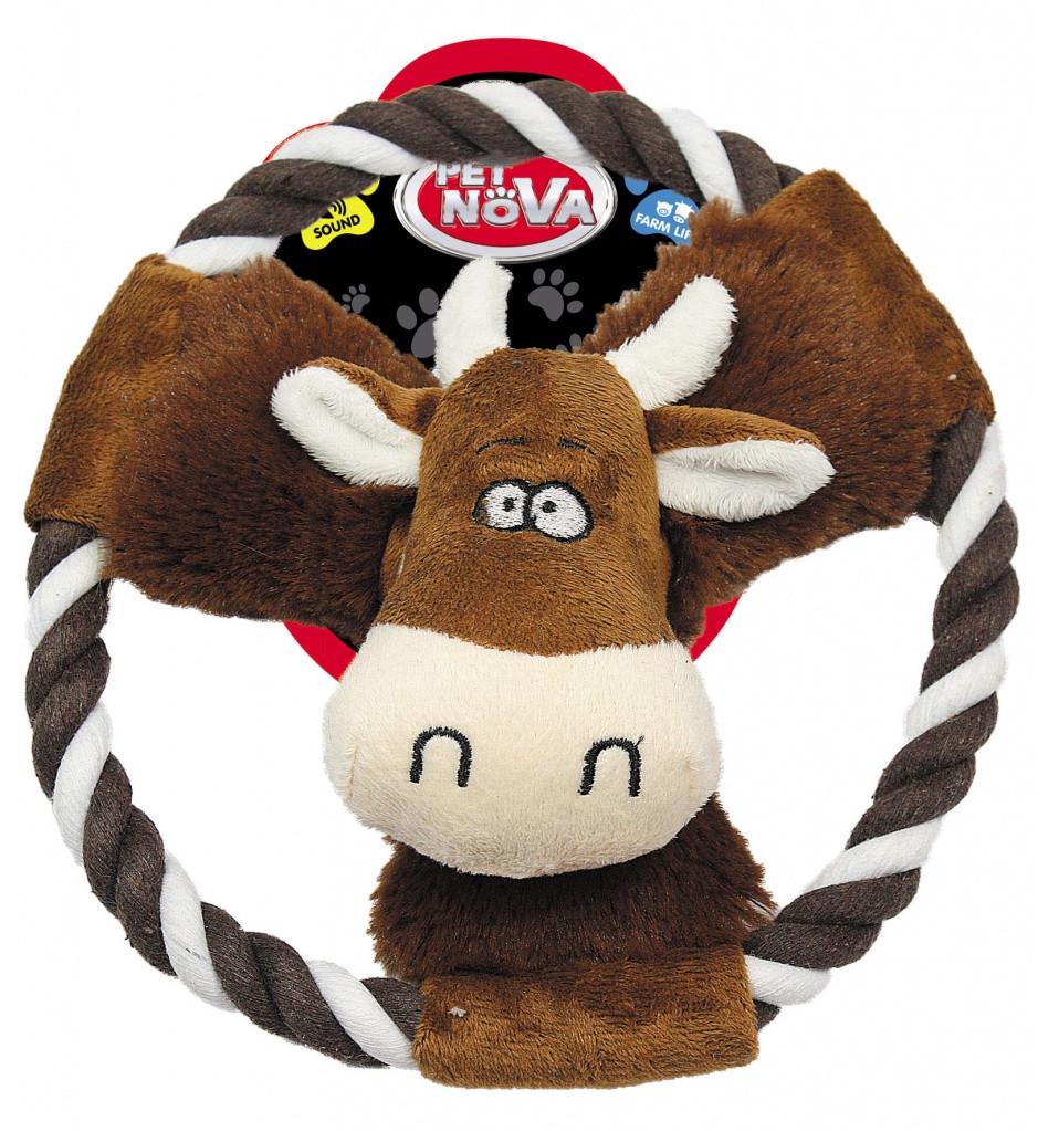 Игрушка для собак Pet Nova Коровка с веревкой 20 см (PLU-ROPECOW)