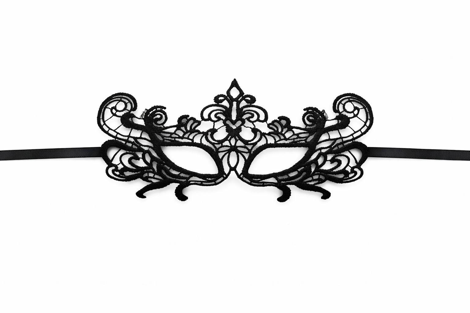 Маска карнавальная кружевная готическая унисекс One size Черный (250169)