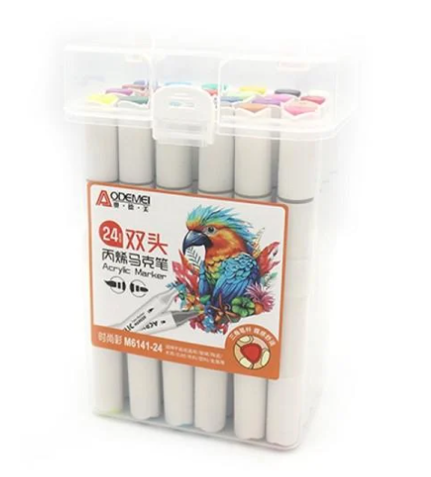 Набор акриловых скетчмаркеров Aodemei двухсторонних 24 шт.