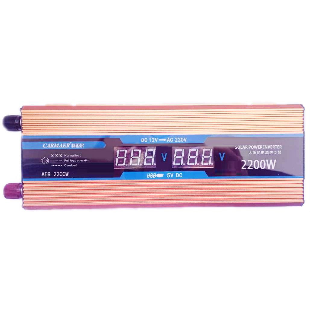 Автомобільний інвертор Carmaer Power Inverter 027 c 12V на 220V 2200W модифікована синусоїда Gold (11069)