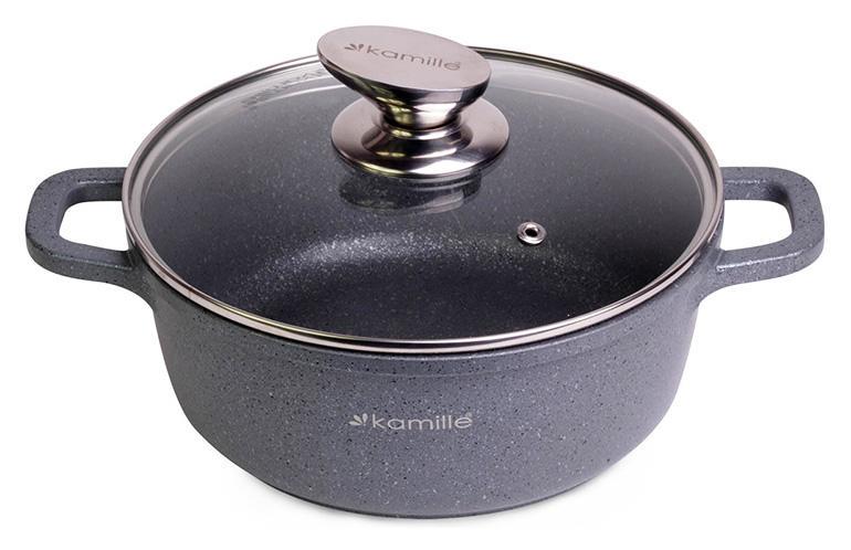 Кастрюля Kamille Landes Grey с литыми алюминиевыми ручками 6,5 л