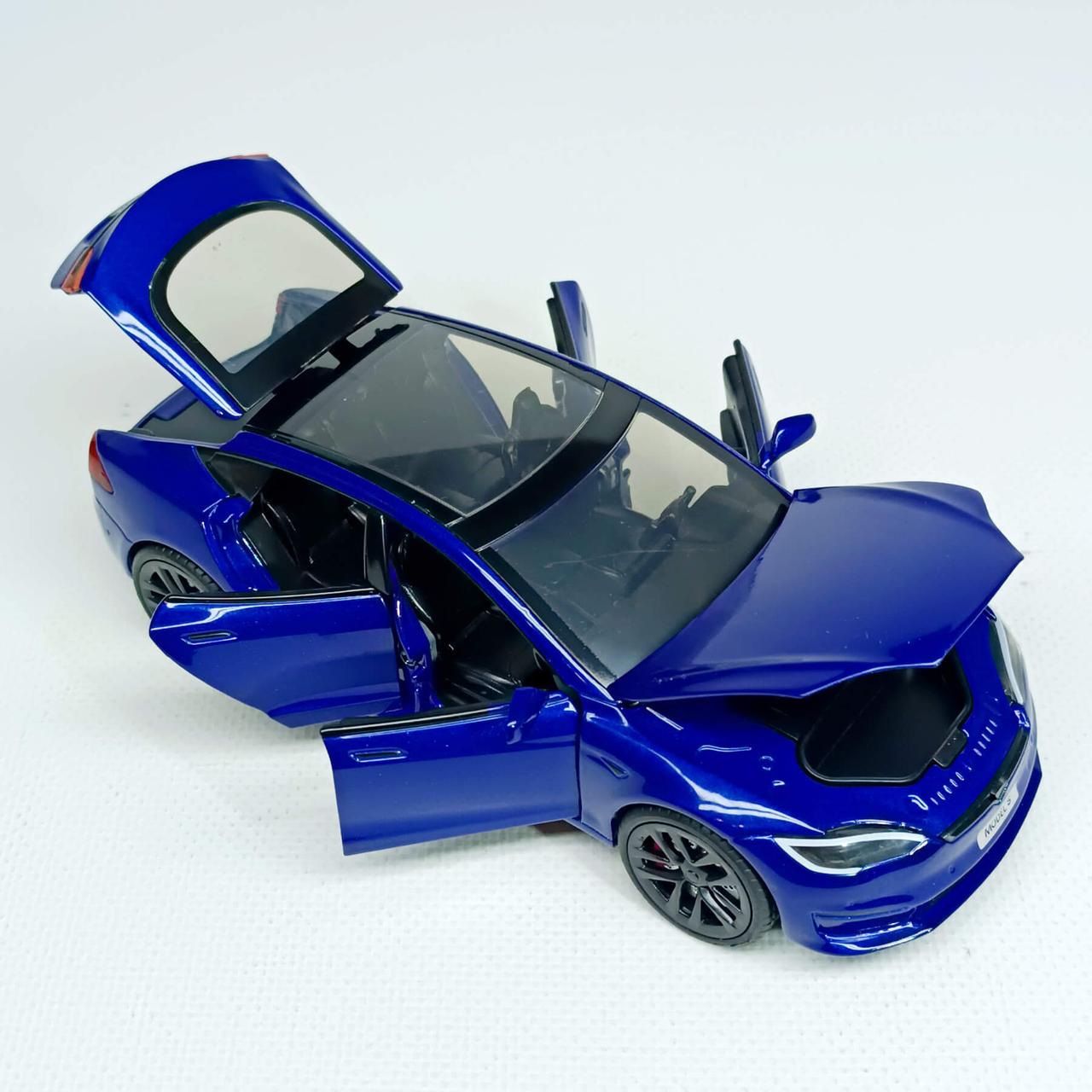 Машинка Автопром Tesla модель S с зарядной станцией 1:24 18 см Синий (AP7713-2)