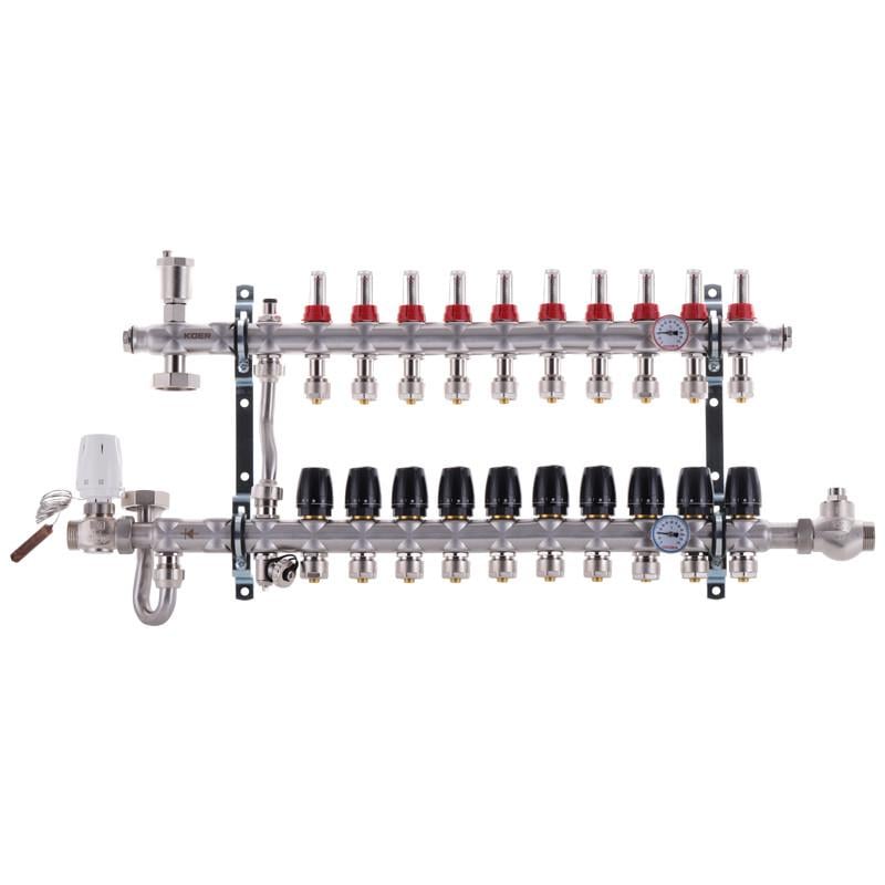 Коллектор KOER KR.S1011-10 1"х10 SUS304 c евроконусами 3/4-16 (KR2933)