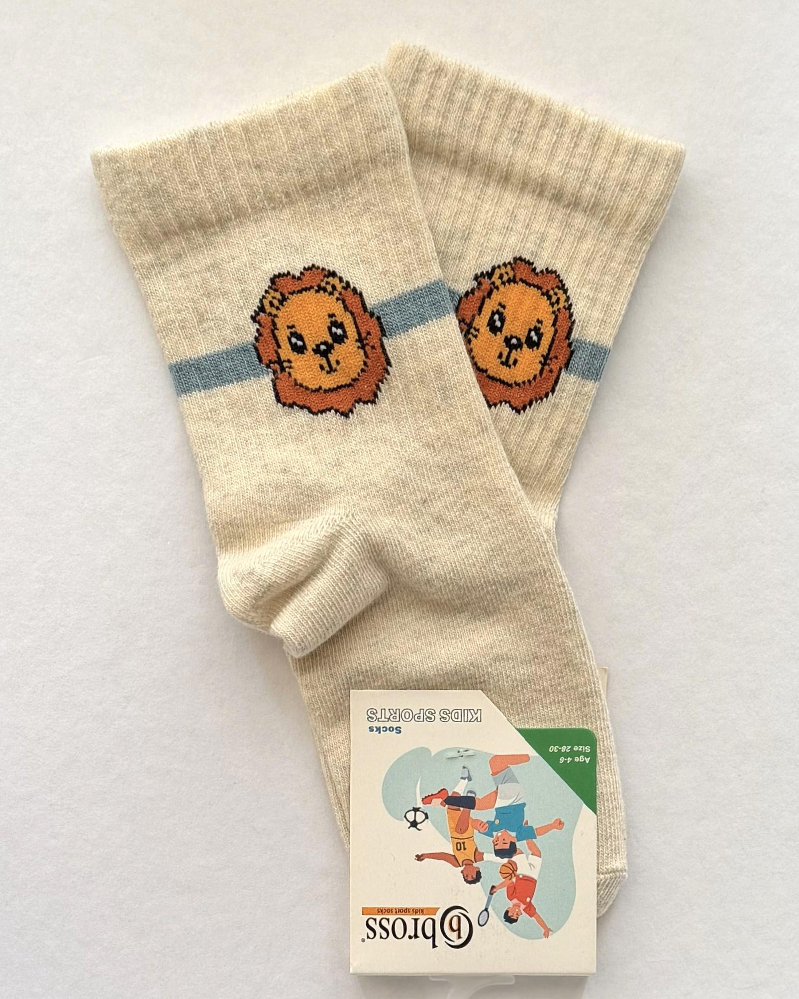 Носки детские носки BROSS с рисунком льва р. 28-30 4-6 лет Молочный меланж (32398012)