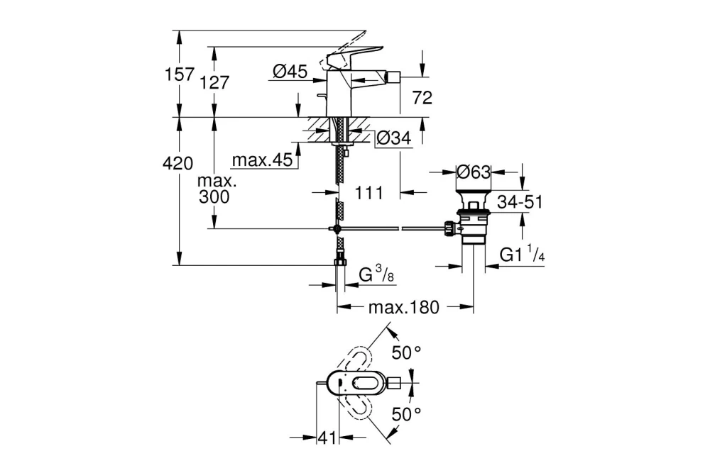 Змішувач для біде Grohe BauLoop 23338000 (374063) - фото 3