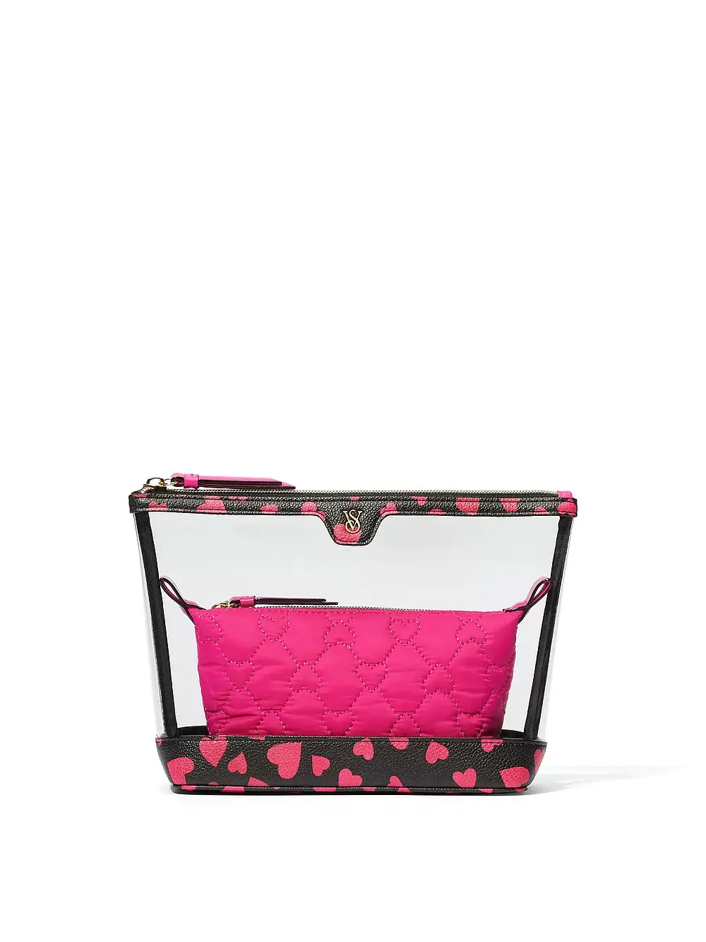 Набір косметичок Victoria's Secret 2-piece Makeup Bag Рожевий з чорним (23051814) Набір косметичок Victoria's Secret 2-piece Makeup Bag Рожевий з чорним (23051814)
