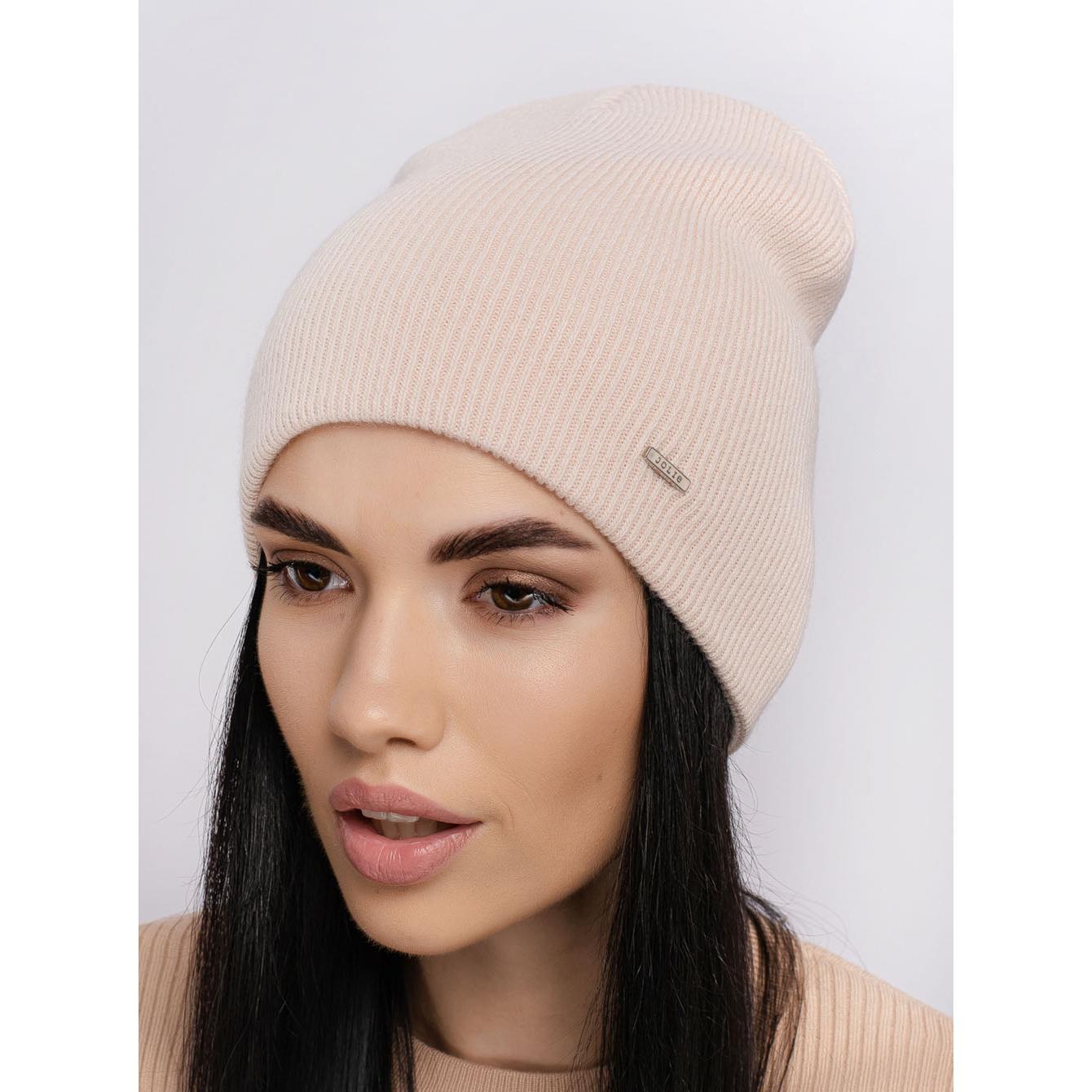 Шапка жіноча напіввовняна Leks Греммі one size Світло-бежевий - фото 1