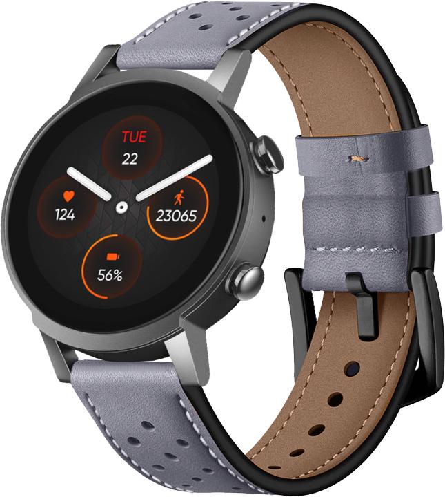 Ремешок кожаный Classico для Mobvoi TicWatch E3 Grey (26758-33) - фото 1 Ремешок кожаный Classico для Mobvoi TicWatch E3 Grey (26758-33) - фото 1