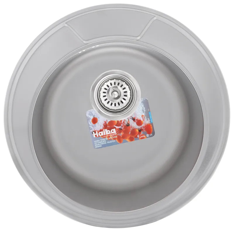 Мийка для кухні Haiba 490 Satin кругла нержавіюча сталь (HB0534)